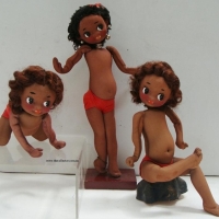 3 x 1960's Brownie Downing stockingette dolls - Aboriginal girls, standing, seated & crawling, hand painted features, g.c - sold for $512