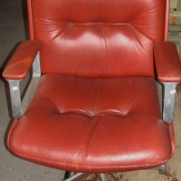 Leather office chair by Vaghi Italy with aluminium pedestal legs and burgundy leather upholstery - Sold for $61 - 2014