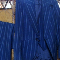 1970s gents navy blue 3 piece suit with pin stripes - Sold for $55 - 2014