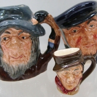 3 x Royal Doulton character jugs - RIP VAN Winkle (D6517 Miniature), Capt AHAB (D6522 Miniature) & Sam WELLER  (D6147 Tiny) gc - Sold for $55