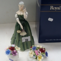 3 x ROYAL DOULTON items inc, boxed figurine - Gillian with original swing tag, Marked to base, HN3042 designed by PParsons 1984 Also inc, 2 x small sc - Sold for $61