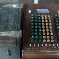 2 x itmes - Vintage mechanical adding machine, Comptometer and Fullerphone military telephone, telegraph morse code box - Sold for $92 2014