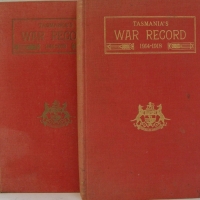 2 x copies of Tasmania's War Record 1914-1918 by Broinowski 1921 one bound upside down and back to front - Sold for $488