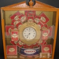 Craven A 3-D advertising display - box wooden frame with clock surrounded by cigarette packets - 39cm x 44cms - Sold for $152 - 2014