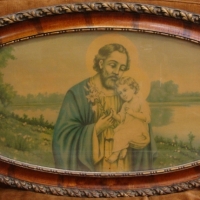 Vintage religious picture in gilt and wooden frame - Sold for $37