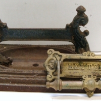 2 x items - Victorian cast iron boot scraper and brass letter slot - Sold for $79 - 2014