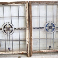 Pair of leadlight and stained glass windows in the Secessionist style - Sold for $122 - 2014