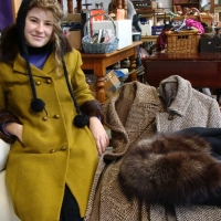 4 x 1960's ladies winter coats inc - Olive coloured Italian made jacket with fur collar and original label, tweed, etc - Sold for $73 - 2014