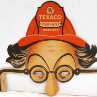 Cardboard Texaco fire chief Gasoline mask with fire helmet  - 1934 the Texas company - Sold for $92 2014