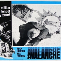 8 x vintage Movie LOBBY CARDS for AVALANCHE! - starring ROCK HUDSON & MIA FARROW - Sold for $98 2014