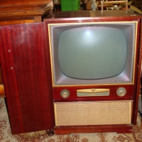 c1950's CABINET TV - AWA DEEP IMAGE Radiola - Mahogany Cabinet w doors to front, TV in Fantastic Original Cond - Sold for $73 2014