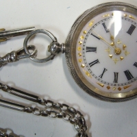 Late Victorian ladies Silver half hunter Fob watch - pretty face, key wound, working, marked 935 - Sold for $171 2014