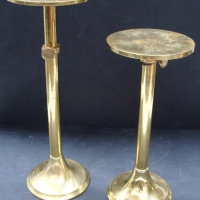 Pair of heavy brass adjustable stands - marked presented to Sister Mary Columbia 1953 - Sold for $92 2014