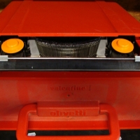 Red Olivetti Valentine portable typewriter designed by Ettore Sottsass circa 1969 - Sold for $92 2014