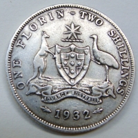 1932 Australian Geo V Sterling silver Florin - Sold for $116 2014