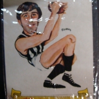 1970's Collingwood Magpies Len Thompson sticker by Kellogg's in orig cellophane - Sold for $134 2014