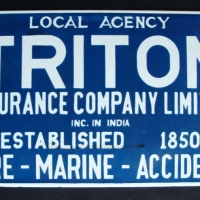 Enamel sign for Triton Insurance Company Fire Marine Accident - 36cm wide - Sold for $146 2014