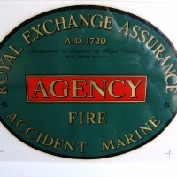 Enamel sign for Union Insurance Soc of Canton Ltd in yellow, red and blue snear,  mint condition - 46cm wide - Sold for $244 2014