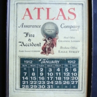 Framed calendar for Atlas Assurance Brisbane office Eagle St  - 1912 - Sold for $73 2014