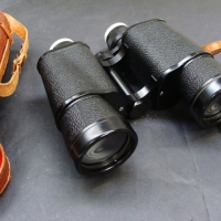 Group lot blokey items - leather cased binoculars, High St street sign, Irish number plate, etc - Sold for $43