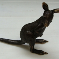 Bronze KANGAROO figurine - marked PMS, approx 10cm H - Sold for $73