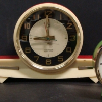 3 x  clocks inc - red retro Toyovlox mantle clock, Copal flip clock, etc - Sold for $61 2014