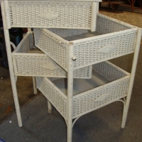 1920's White painted Wicker SEWING STAND - 4 x Fold Out Drawers, fab original cond - Sold for $183 2014