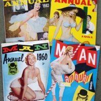 4 x gents MAN annual magazines  - 1958, and 1960-2 - Sold for $49 - 2014