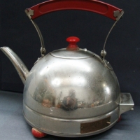 Early Australian made Hecla Auto Safety Kettle with Bakelite knobs and handle and wooden feet - Sold for $30 - 2014