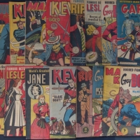 Group lot vintage comics by Atlas Publications, Clifton Hill inc - Grey Domino, Garth, Rip Kirby, Kevin the Bold, etc - Sold for $85 - 2014