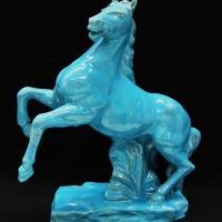 Mid century Italian ceramic FANTONI horse statue in light blue glaze  - signed to base ( af ) - Sold for $61 - 2014