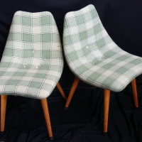 Pair of  Australian GRANT FEATHERSTON CONTOUR DINING CHAIRS D350 designed circa 1950s-60s - reupholstered - Sold for $640 - 2014