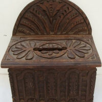 Victorian era chip carved oak church tithing  alms box - Sold for $73 - 2014