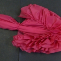 1950's ladies hot pink parasol with ruffled edge and gilt handle - Sold for $30 - 2014