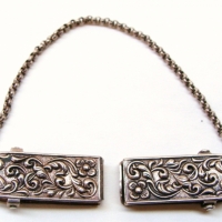 circa 1900's SILVER CLOAK CLASP with ornate raised floral decoration - Sold for $49 - 2014