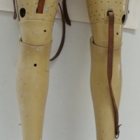 Pair of vintage articulated prosthetic legs in aluminium, leather and steel (Ex-Collection of Bill Howard) - Sold for $85 - 2014