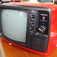 National portable television with  retro red plastic case - Sold for $30 - 2014