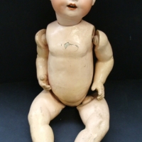 c1910 HEUBACH (Ernst) Koppelsdorf Baby Doll - bisque head - mould 300 - glass sleep eyes, no wig - composition body - 55cms L - head gc needs restring - Sold for $159 - 2014