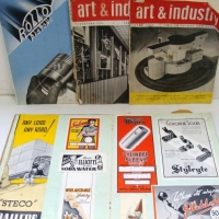 Scrap book of 1930's advertising illustration labels and 2 copies of Art & Industry magazine - Sold for $61 - 2014