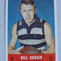 c1969 Scanlens die cut FOLD BACK Football Card - BILL GOGGIN Geelong Cats - unfolded, near mint cond - Sold for $24 - 2014