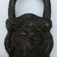 Reproduction cast iron  lion face padlock marked  West End locks W1 - Sold for $43 - 2014