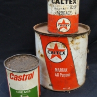 3 x  tins - 2 x CALTEX tins for all purpose and pump grease & CASTROL grease tin - Sold for $55 - 2014
