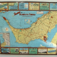 Tin Broadbents Map No 229 of Mornington peninsula circa 1950 with great advertising around the edge - Sold for $92 - 2014
