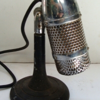 1950's desk MICROPHONE - 'Torpedo' ribbon mike on fantastic heavy base - Sold for $73 - 2014