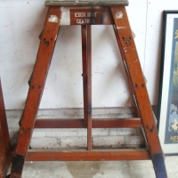 Fixed A frame step ladder in hardwood with Exch Inst Central marked on the top - Sold for $220 - 2014