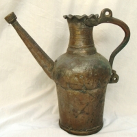 2 x metal jugs inc galvanized and eastern brass - Sold for $30 - 2014