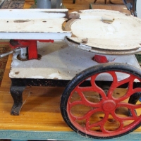 Cast iron and enameled German rotary meat slicer marked Aufschnitt Schneide Maschine Westalia Patent circa 1900 - Sold for $98 - 2014