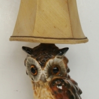 1950's German ceramic owl table lamp with amber glass eyes - Sold for $171 - 2014