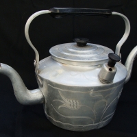 Aluminum Kettle with double skin twin pourers and warming section in the top - Sold for $61 - 2014