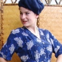 2 x pieces 1940s ladies clothing - blue floral dress with buttons to front plus another - Sold for $24 - 2014